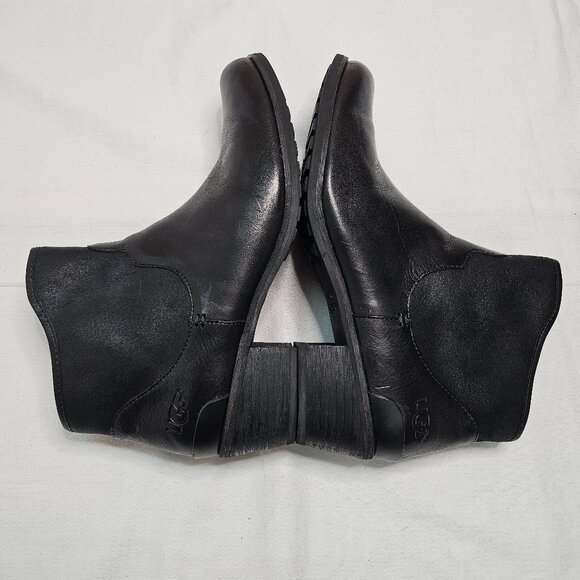 UGG PENELOPE Ankle Boots Black SHERPA Side Zip 1008710 WOMEN'S Size 9.5 - Picture 7 of 12